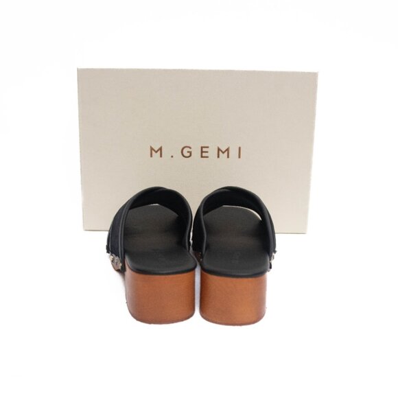 M. Gemi The Mariella Black Suede Wooden Slip-on Platform Sandals 40.5/10 US - Picture 3 of 13